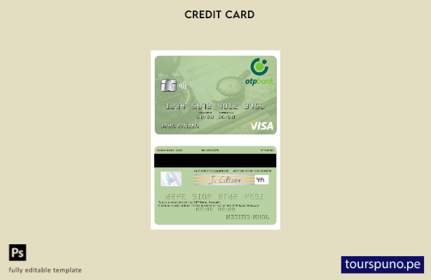 listo para imprimir plantilla de tarjeta visa Hungría OTP Bank